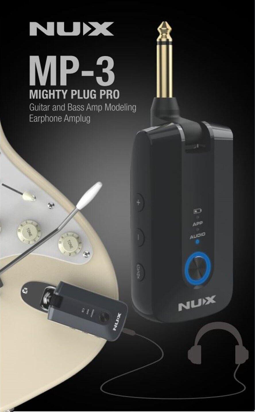 Newest! Nux MP-3 Mighty Plug Pro Guitar and Bass Amp Modeling