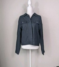 Nygard Jacket Linen Womens Size 12 Black Pockets Buttons Long Sleeve Shacket #8
