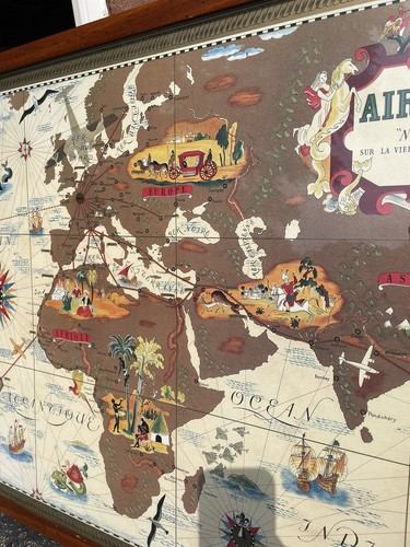 Original 1939 Air France Pictorial Route Map by Lucien Boucher - Picture 6 of 9
