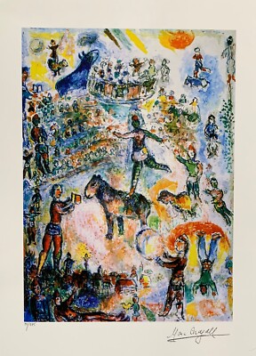 Marc Chagall CIRCUS GRAND Limited Edition Facsimile Signed Giclee Art 16'' x 11''