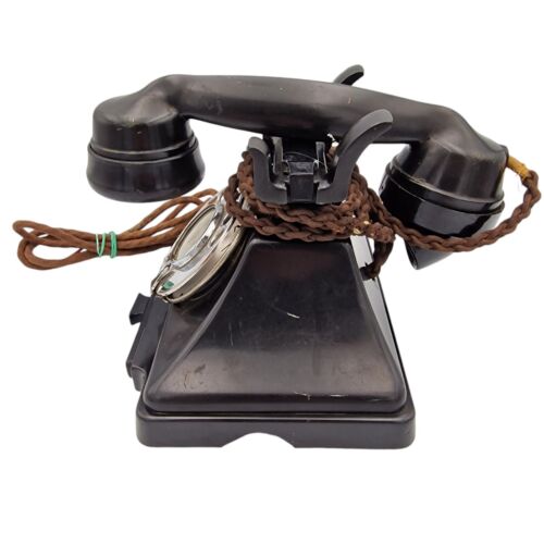 Vintage GPO 1/232 Bakelite Telephone Pyramid Rotary Dial Braided Handset Phone - Picture 8 of 17