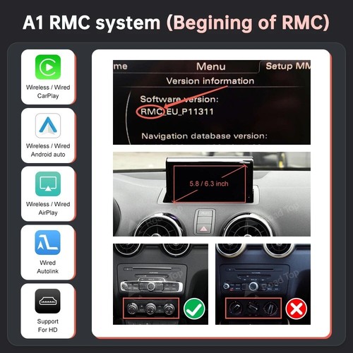 Audi A1 Q3 2013-2018 Wireless CarPlay Android Auto Interface Box RMC MMI - Picture 7 of 10