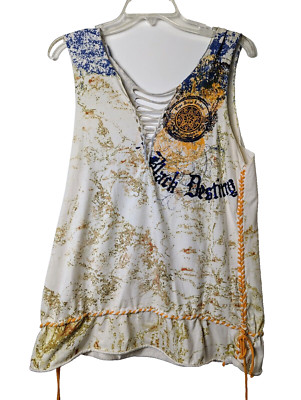 Pepe Jeans Womens Size XL T Shirt Tank Top Cotton Gold Festival