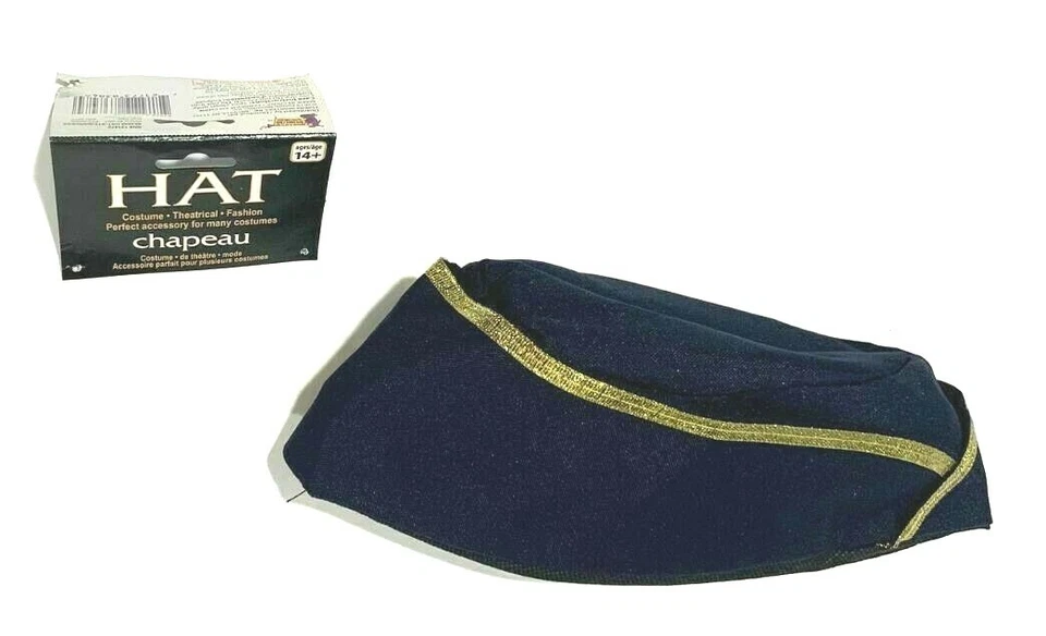 STEWARDESS HAT Flight Attendant Cap Blue Military Costume Women Airplane Wings - Image 4 of 4