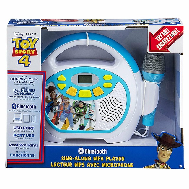 eKids Disney Pixar Toy Story 4 Bluetooth Singalong Mp3 Player for Ages
