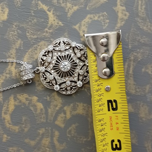 John Esposito Espo Silver .925 Art Deco Necklace W/ Clear CZ 10” Magnetic Clasp - Picture 10 of 10