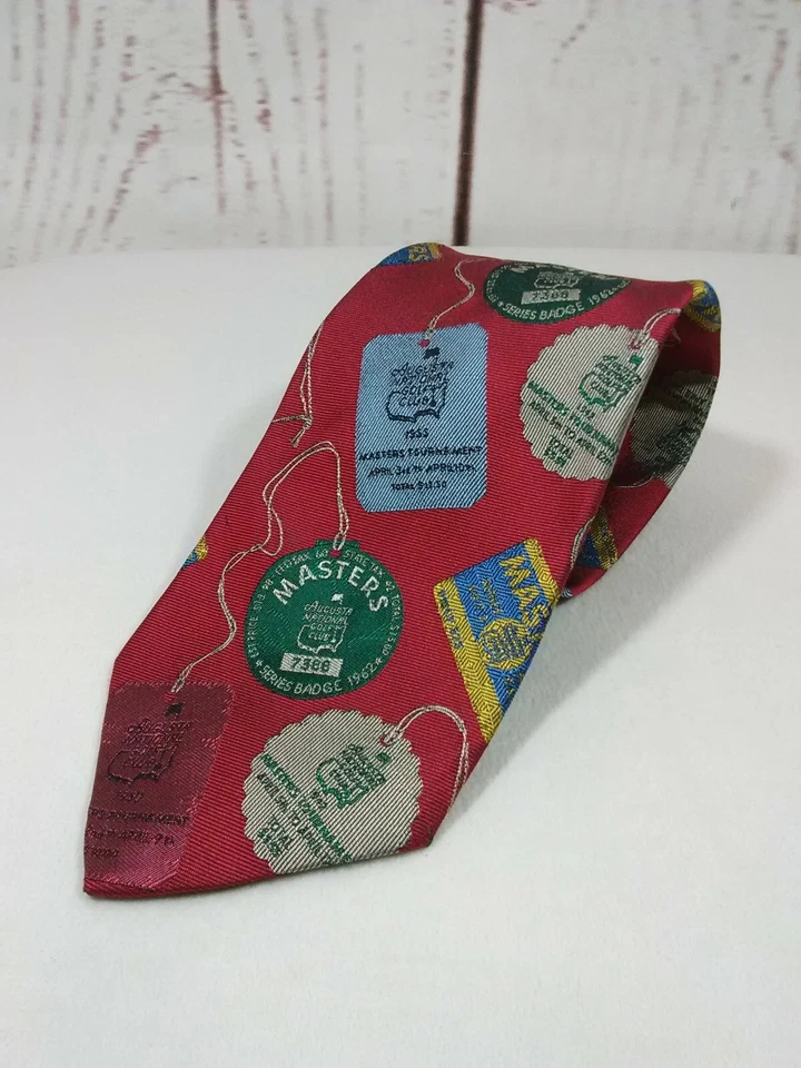 Taco de golfe vintage Masters Augusta National masculino gravata torneio emblemas seda EUA - Imagem 3 de 4