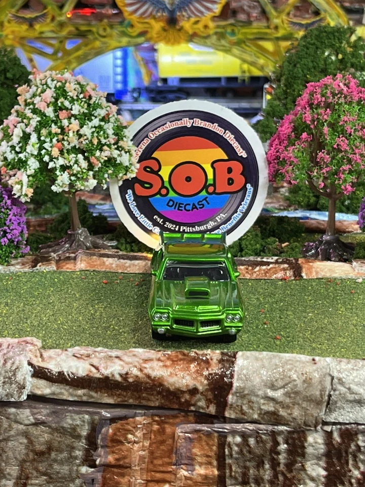 Pontiac GTO 1971 Johnny Lightning 1:64 verde fundido a presión usado excelente estado Foto 2 de 4