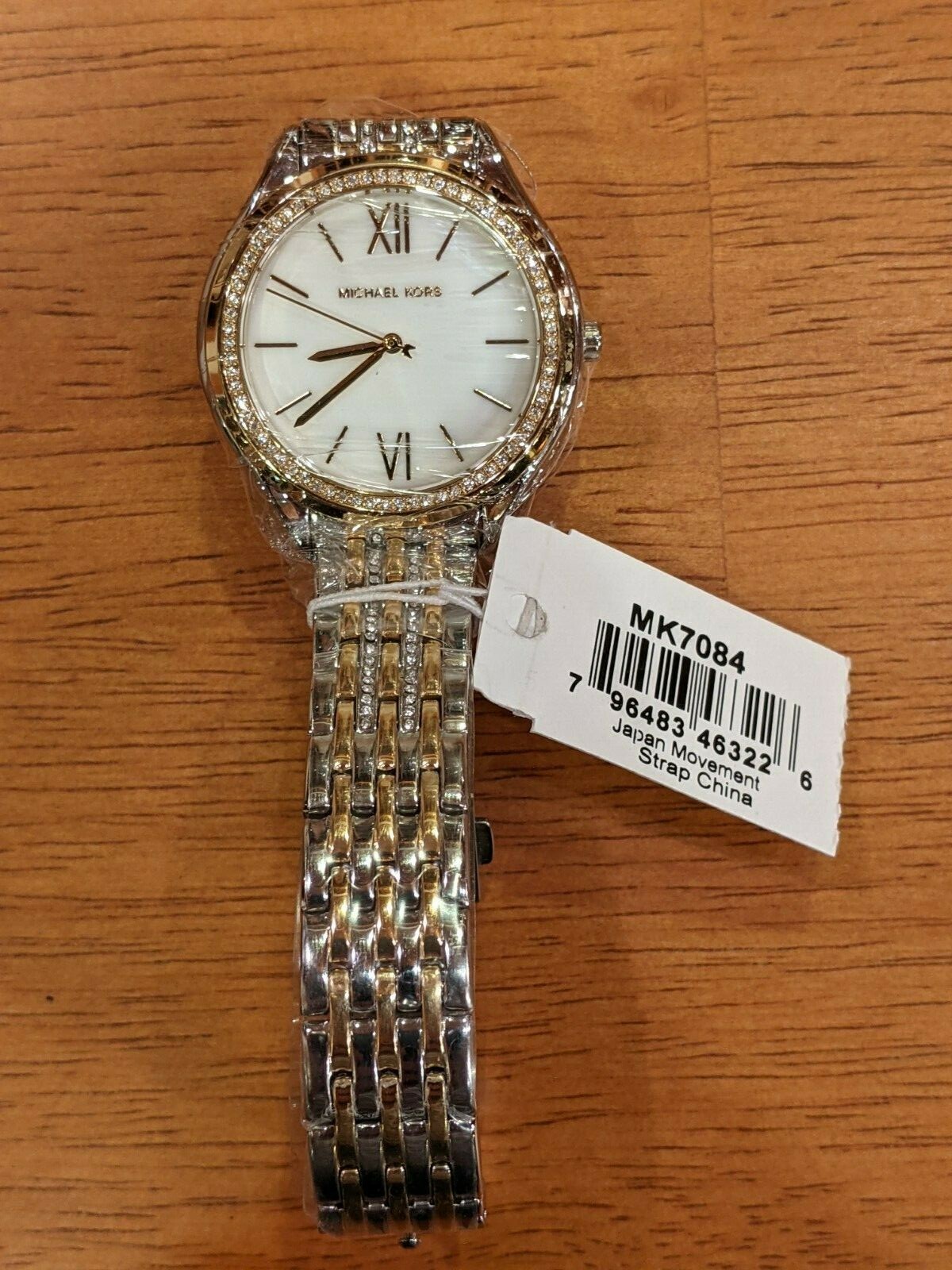 NEW Michael Kors MK7084 Mindy Two Tone Stainless Steel MOP Women 