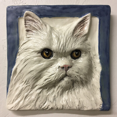 Persian Cat Ceramic Tile Handmade 3d Pet Portrait Animals Sondra Alexander Art
