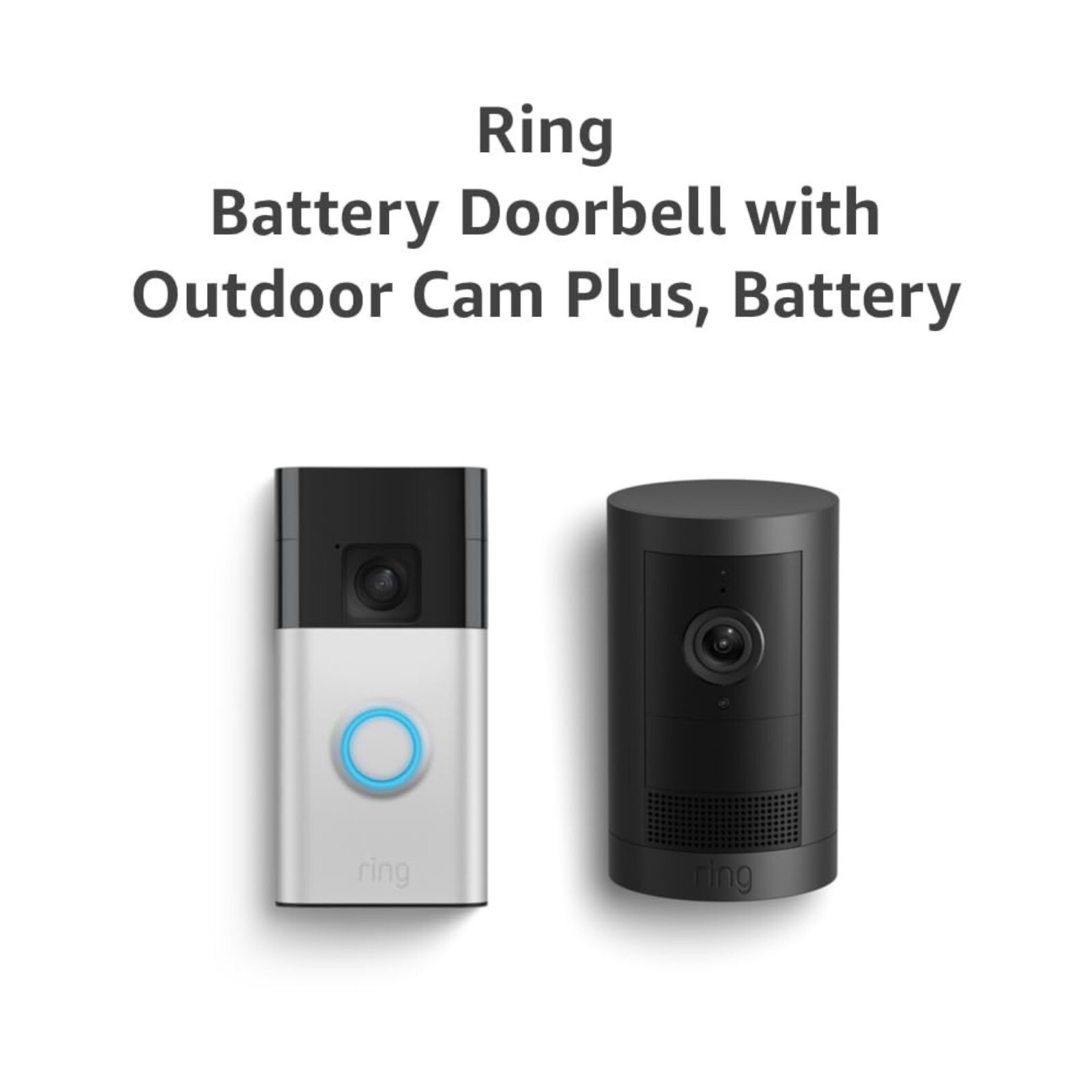 Ring Battery Doorbell Satin Nickel - Smart Wi-Fi Video Doorbell with Outdoor Cam in Black-image