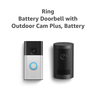 Ring Battery Doorbell Satin Nickel Smart Wi-Fi Video with Outdoor Cam Plus Black