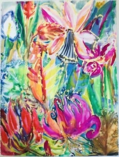 Jungle Flowers 3 Original Watercolor Painting.