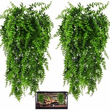 HERCOCCI 2 Pack Reptile Plants, Terrarium Hanging Plants Vines Artificial Lea...