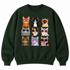 Groovy Cats Sweatshirt Retro Sunglasses Kitty 70s Style Cat Mom Graphic Crewneck
