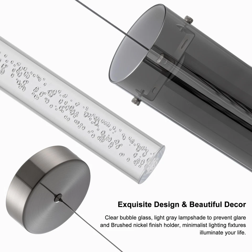 ** NUEVO Lámpara Colgante Moderna | Acero Inoxidable | Vidrio Gris / Burbujas ** Foto 3 de 4