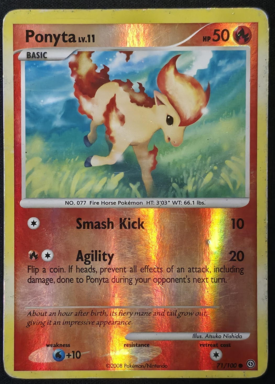 Ponyta 71/100 Reverse Holo Pokémon Stormfront HP