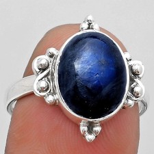 Blue Fire Labradorite - Madagascar 925 Sterling Silver Ring s.8 Jewelry R-1118