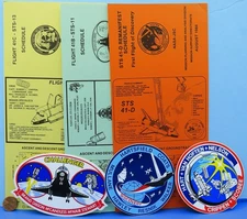 NASA Lot of 3 Flight Schedules + Stickers vtg  Space Shuttle CHALLENGER STS-41b