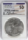 2023 Eagle S$1 NGC Mint State 10 (MS 70) FDOI Signed Michael Gaudioso