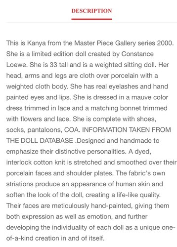 Constance Loewe LE 0111/1000 Cloth Over Porcelain Master Piece Gallery “Kanya” - Picture 21 of 21