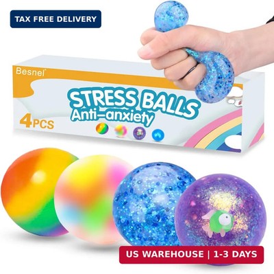 4 Pack Stress Balls   Squishy Squeeze Ball Set for Adults Stress Relief