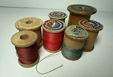Antique Wooden Thread Spools   Coats  Clark  s  Unmarked   Lot of 7