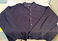 Brandini men's collared, long-sleeve, button-front Ribbed sweater Dark Blue Larg