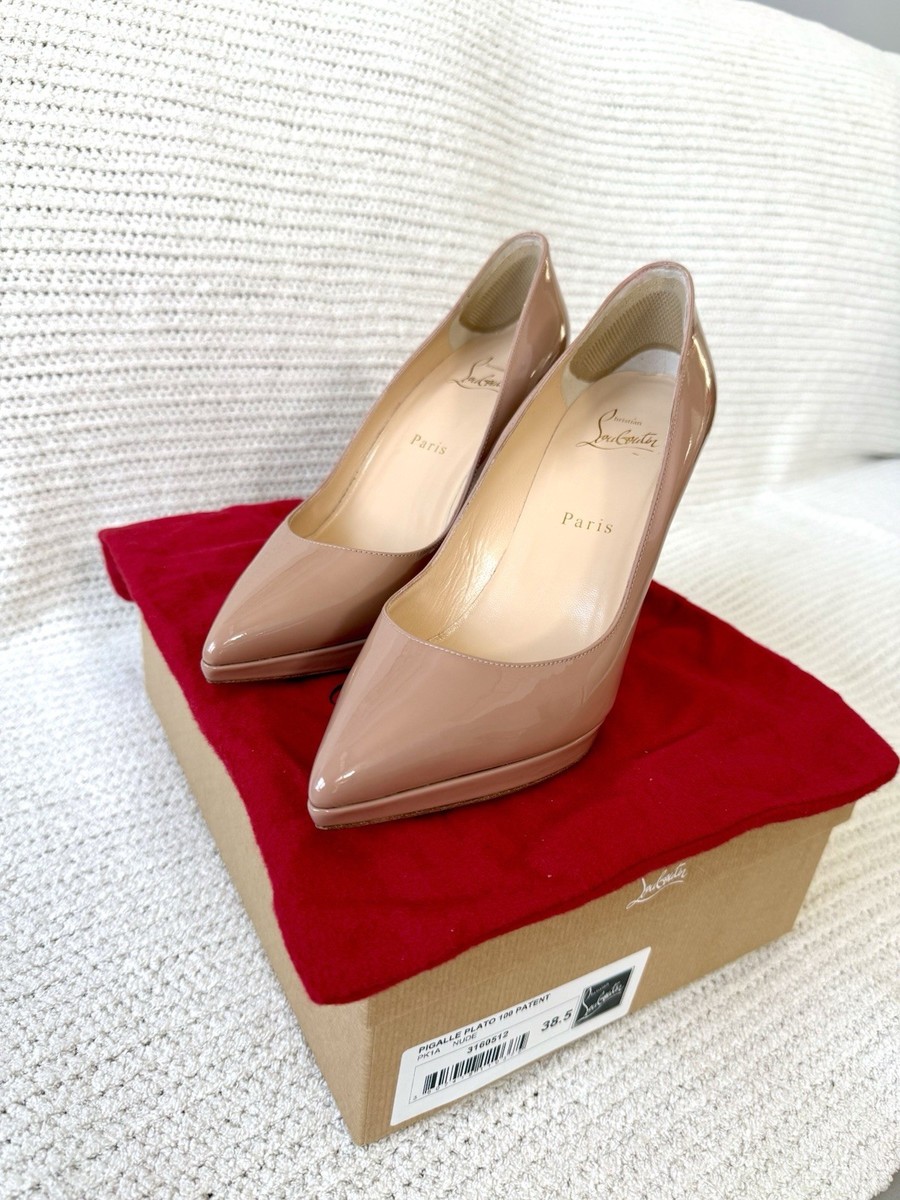 靴 Christian Louboutin Pigalle Plato 38.5 Authentic Christian Louboutin Pigalle Plato 100 Nude Patent Pumps