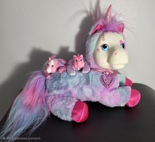 Unicorn Surprise Purple Rainbow Pastel Plush Stuffed Animal 13" With 2 Babies