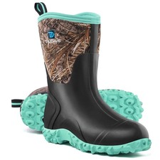 Trudave Women's Mid-Calf Neoprene Rubber Hunting Boots Camo/Teal