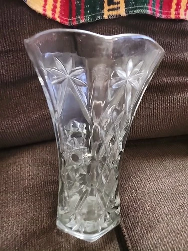 Vintage Anchor Hocking Star of David Vase Early American Prescut 10"