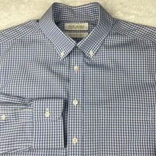 Roundtree  Yorke Gold Label Dress Shirt Mens 16-33 Blue/White Checks Slim Fit
