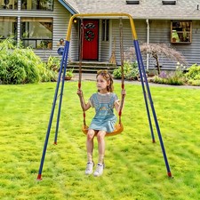 Garden Swing Set Kids Ages 3-7yrs Steel Frame Indoor Outdoor Playground Play Toy