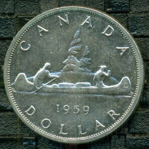 1959 Queen Elizabeth II Silver Dollar, Business Strike, Lustre, BU/UNC   R24