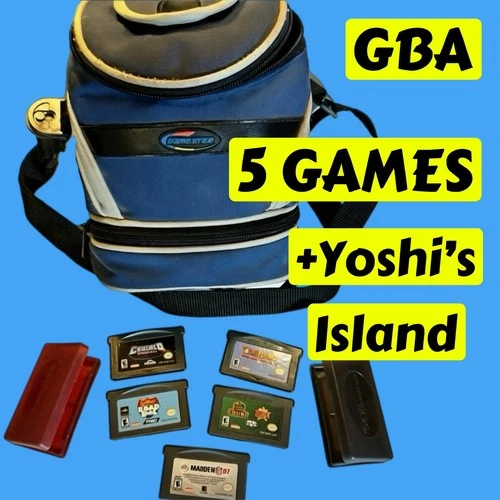 Game Boy Advance Lot 5 Games + Carrying Case Gamester Bundle GBA Yoshi island +4