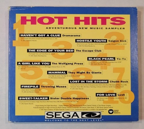 1992 Sega CD Hot Hits Adventures in new Music Sampler & Rock Painting Disc CIB