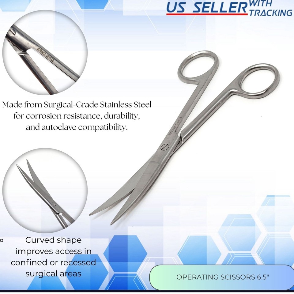Premium Surgical Operating Medical Scissors Curved 6.5