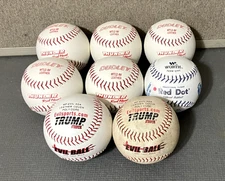 Lot of 8 (7 New, 1 Used) 12" Leather Softballs - Dudley, Worth, Trump