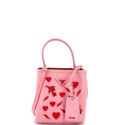 Prada Panier Bucket Bag Embellished Saffiano Leather Small