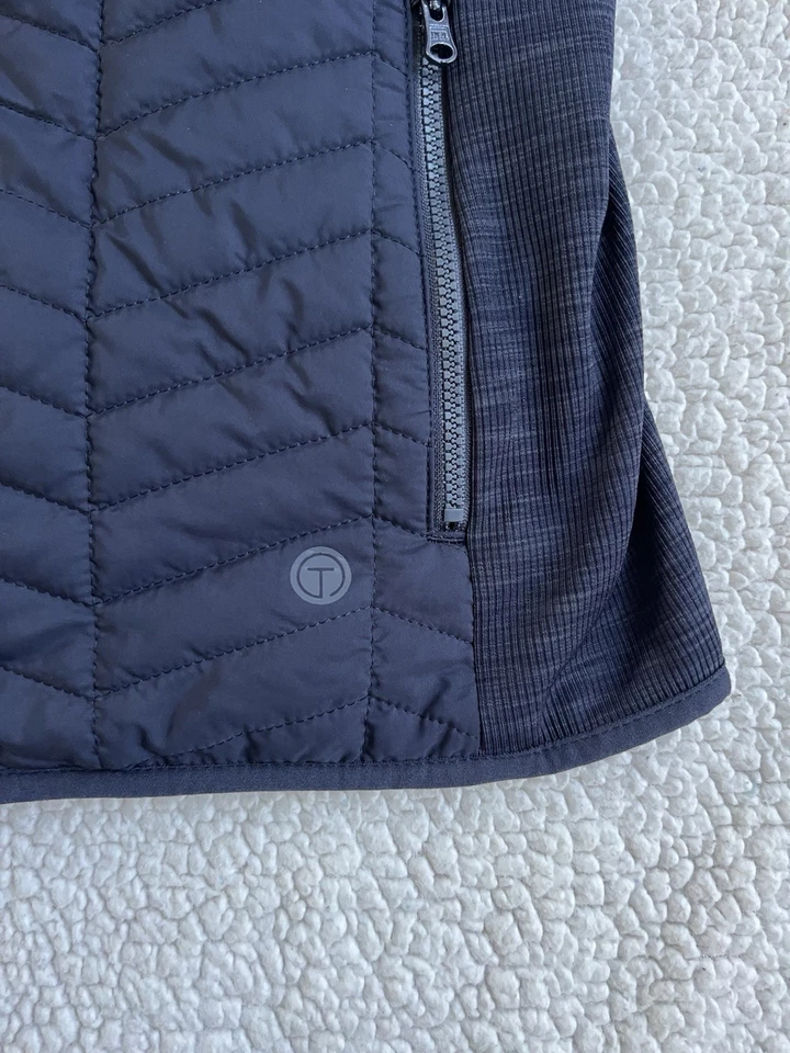 T BY Talbots Mujer Pequeño S Algodón Forrado Aislado Frontal Cremallera Acolchado Chaleco Azul Foto 4 de 4