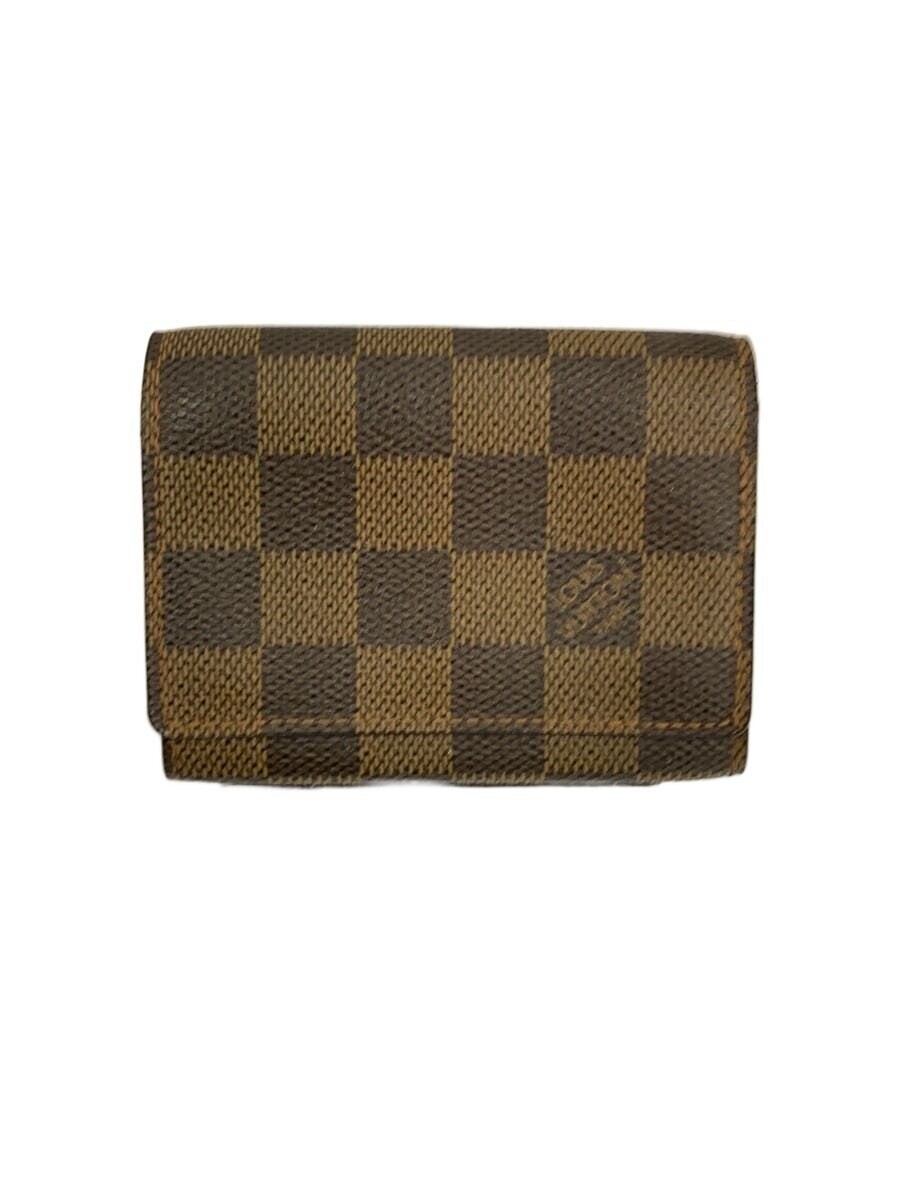 LOUIS VUITTON Envelope Carte de Visite Damier Ebene Leather BRW Women's