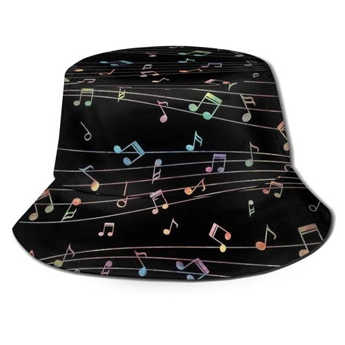 Musical Note Music Bucket Hat Sun Bucket Hats Beanie Cap Outdoor Fishing Trav...