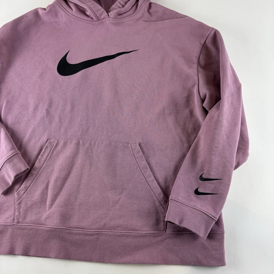 NIKE Mujer XL Granate Pullover Sudadera con Capucha Doble Swoosh Logo Foto 2 de 4