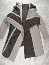 BB Dakota Sweater Shawl Wrap Knit Green And Brown Women’s Size L