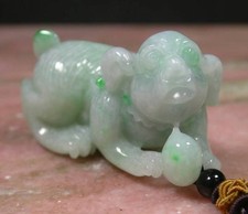 Certified Burma Natural Myanmar Burma A Jade jadeite Zodiac Dog Pendant Necklace
