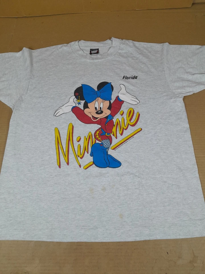 Camiseta Minnie Mouse estrela tela vintage anos 80 e 90 Disney XL ponto único feita nos EUA - Imagem 4 de 4