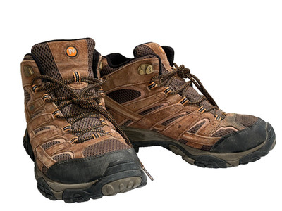 Mens Merrell Moab 2 Mid Hiking Boots 10.5 Vibram Dry Waterproof Brown Work Chore