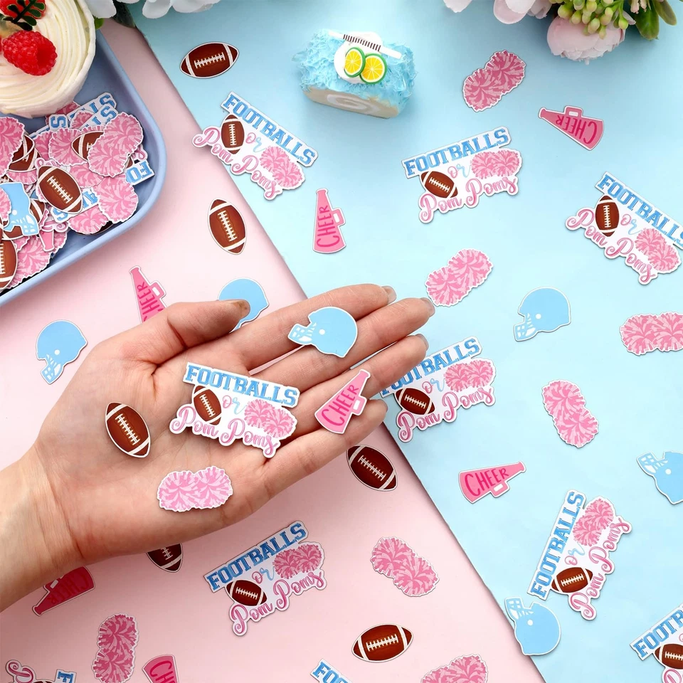 200 Piezas Confeti "Fútbol o Pompones" para Revelar Género Rosa Azul Foto 4 de 4