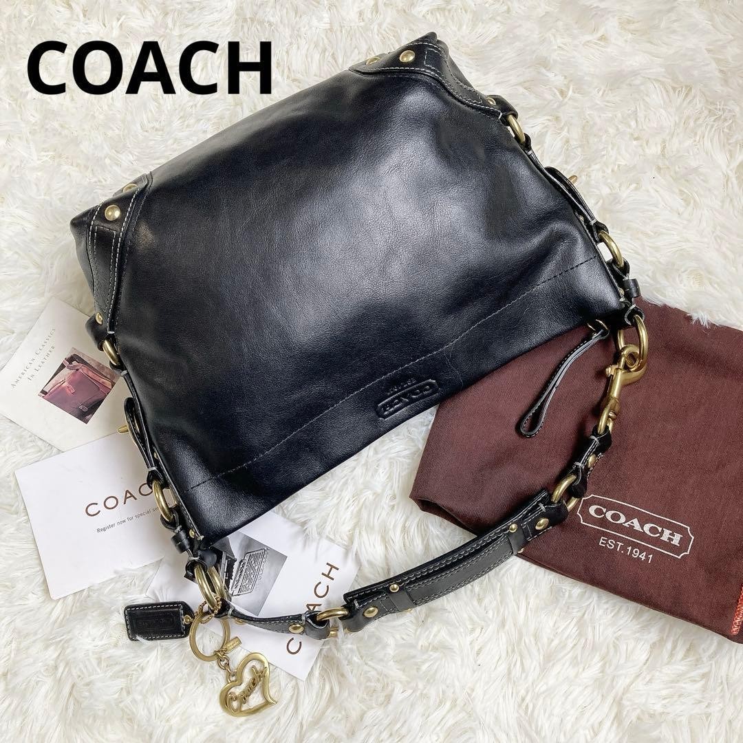 Coach Vintage Shoulder Bag Leather Black Unused Archive Y2K